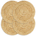 VidaXL Platzsets, 4 Stück, rund, 38 cm, Jute, natur
