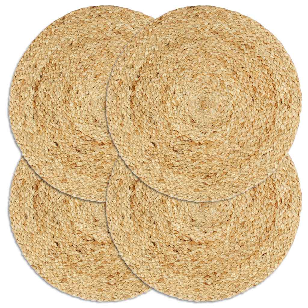 VidaXL Platzsets, 4 Stück, rund, 38 cm, Jute, natur