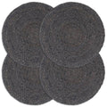 VidaXL Platzsets, 4 Stück, rund, 38 cm, Jute, dunkelgrau