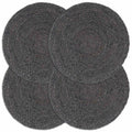 VidaXL Platzsets, 4 Stück, rund, 38 cm, Jute, dunkelgrau
