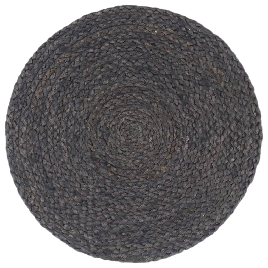 VidaXL Platzsets, 4 Stück, rund, 38 cm, Jute, dunkelgrau