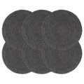 VidaXL Platzsets, 6 Stück, rund, 38 cm, Jute, dunkelgrau