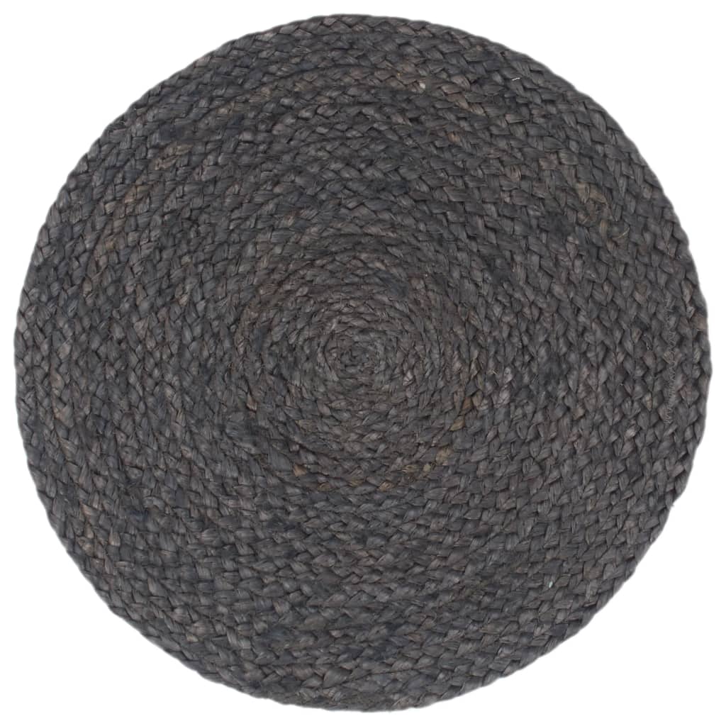 VidaXL Platzsets, 6 Stück, rund, 38 cm, Jute, dunkelgrau