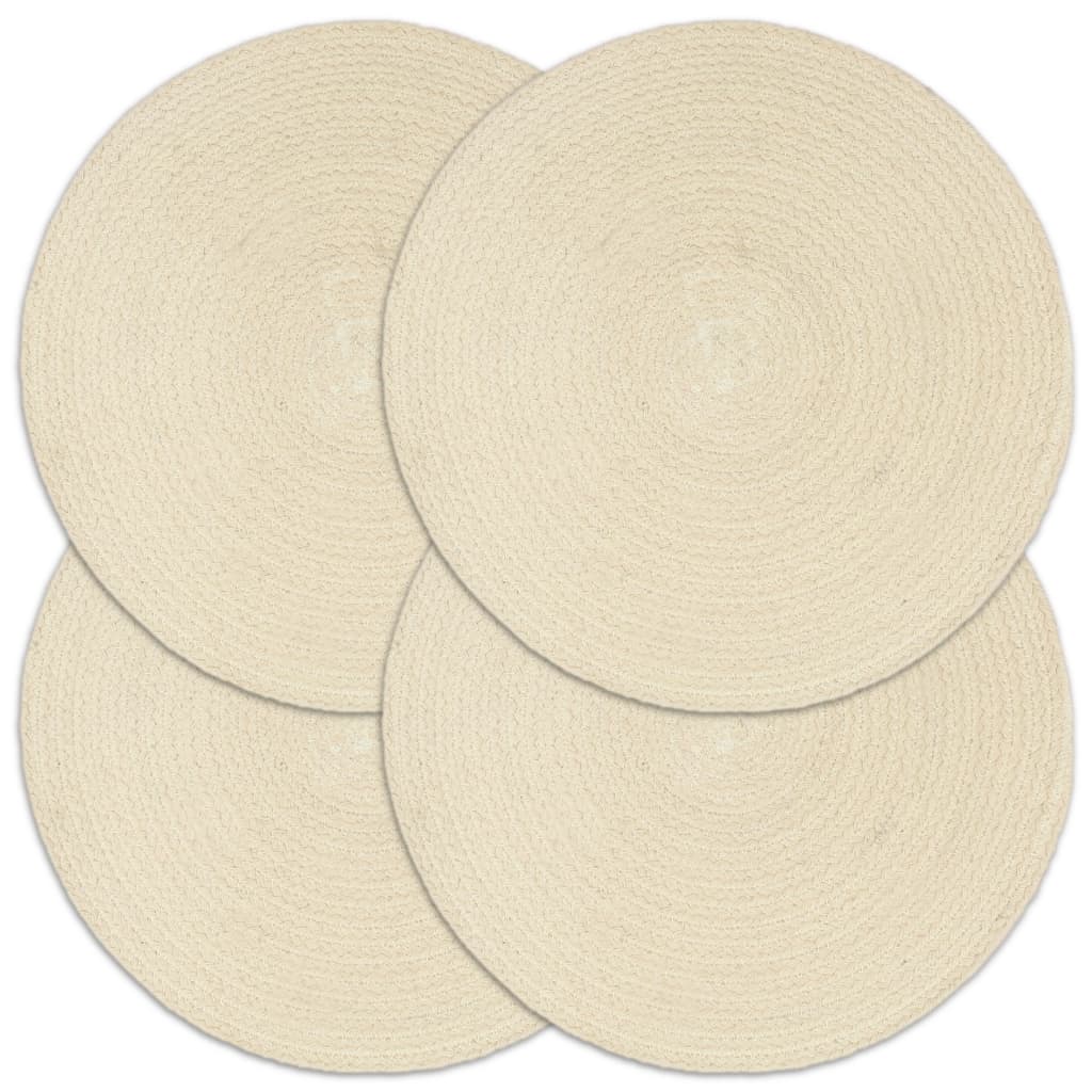 VidaXL Platzsets, 4 Stück, rund, 38 cm, Baumwolle, natur