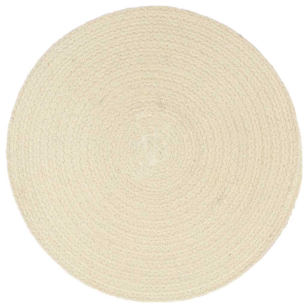 VidaXL Platzsets, 6 Stück, rund, 38 cm, Baumwolle, natur
