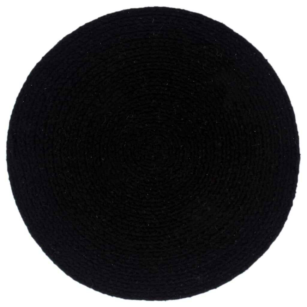 VidaXL Platzsets, 6 Stück, rund, 38 cm, Baumwolle, einfarbig schwarz