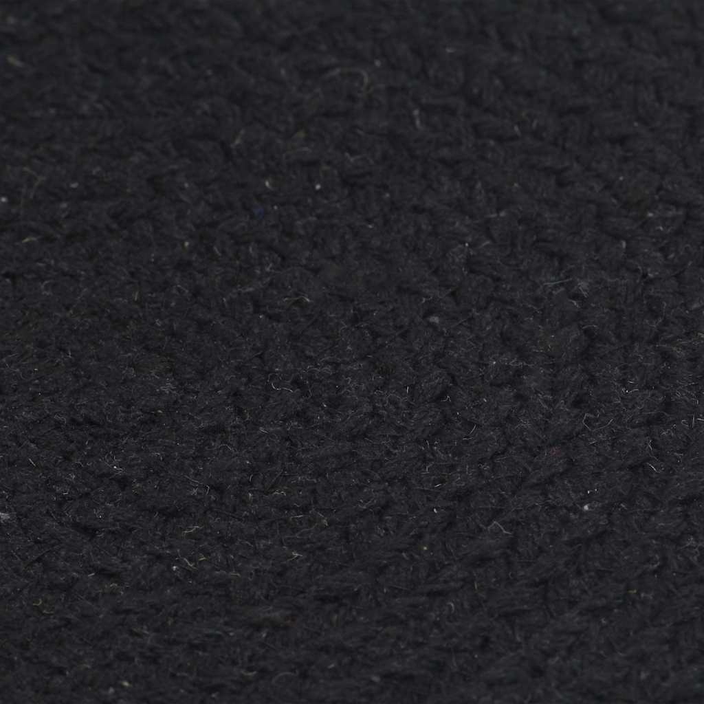 VidaXL Platzsets, 6 Stück, rund, 38 cm, Baumwolle, einfarbig schwarz
