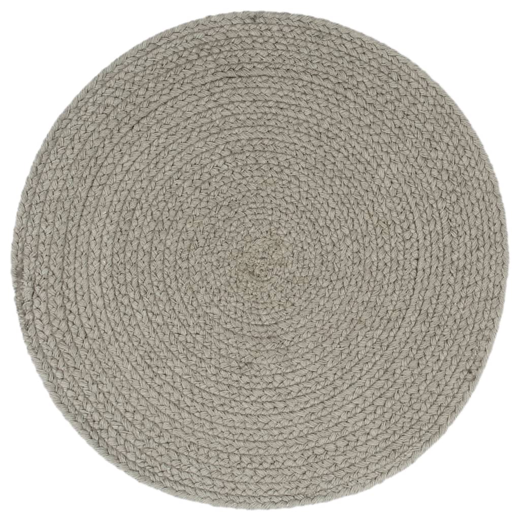 VidaXL Platzsets, 4 Stück, rund, 38 cm, Baumwolle, einfarbig grau