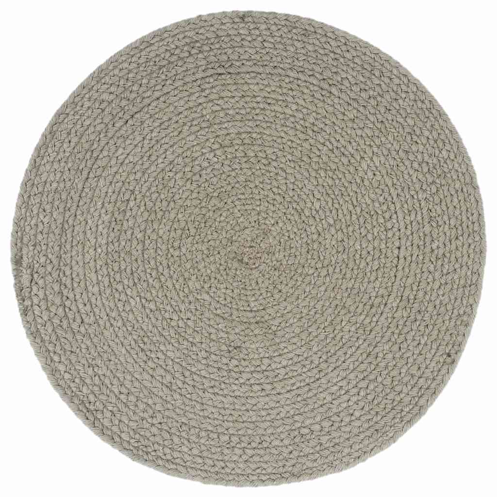 VidaXL Platzsets, 4 Stück, rund, 38 cm, Baumwolle, einfarbig grau