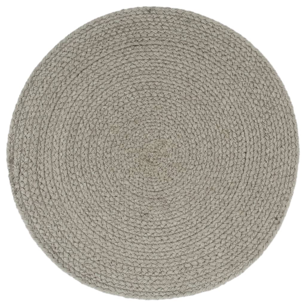 VidaXL Platzsets, 6 Stück, rund, 38 cm, Baumwolle, einfarbig grau