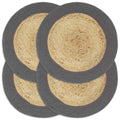 VidaXL Platzsets, 4 Stück, 38 cm, Jute und Baumwolle, Natur und Anthrazit