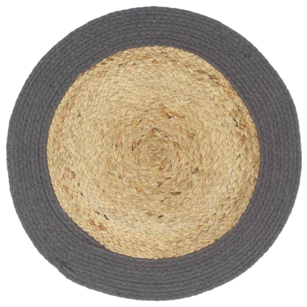 VidaXL Platzsets, 4 Stück, 38 cm, Jute und Baumwolle, Natur und Anthrazit