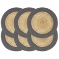 VidaXL Platzsets, 6 Stück, 38 cm, Jute und Baumwolle, Natur und Anthrazit