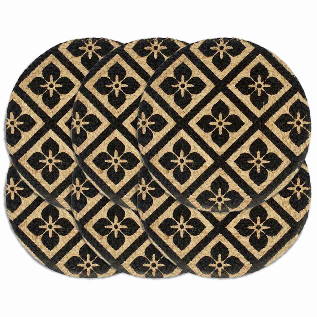 Vidaxl placemats 6 st rond 38 cm jute zwart