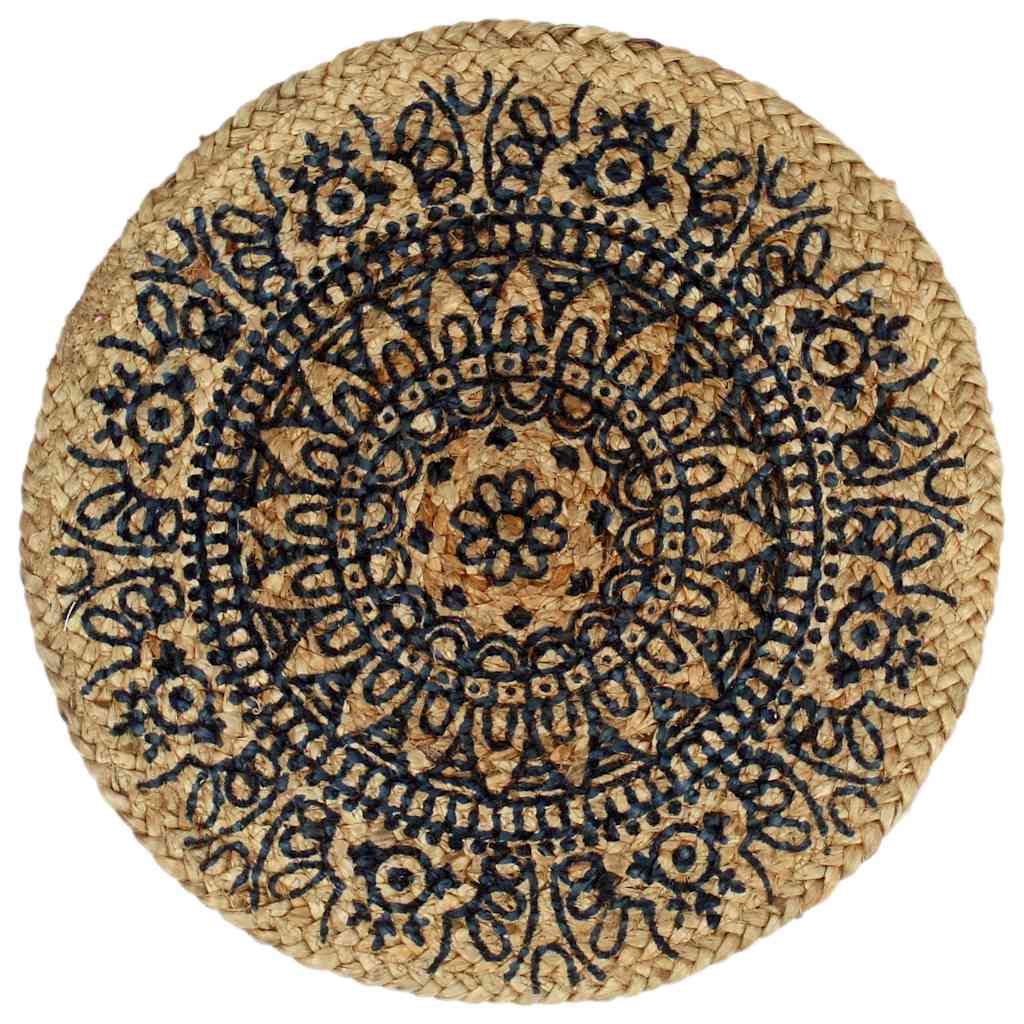 VidaXL Platzsets, 4 Stück, rund, 38 cm, Jute, dunkelblau
