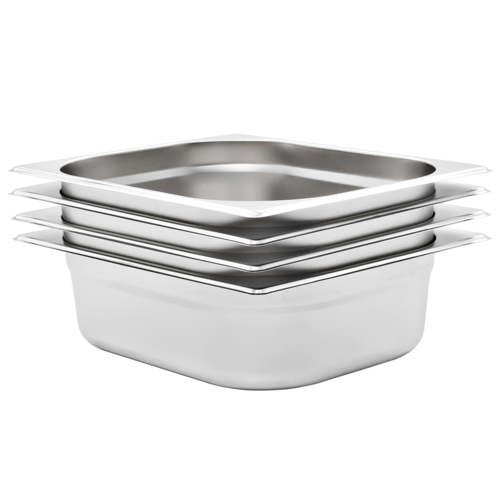 VidaXL Gastronorm-Behälter, 4 Stück, Größe 1, 2, 100 mm, Edelstahl