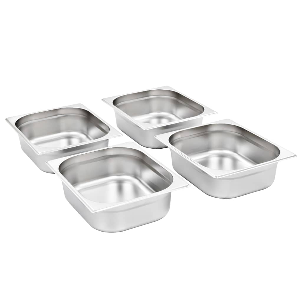 VidaXL Gastronorm-Behälter, 4 Stück, Größe 1, 2, 100 mm, Edelstahl