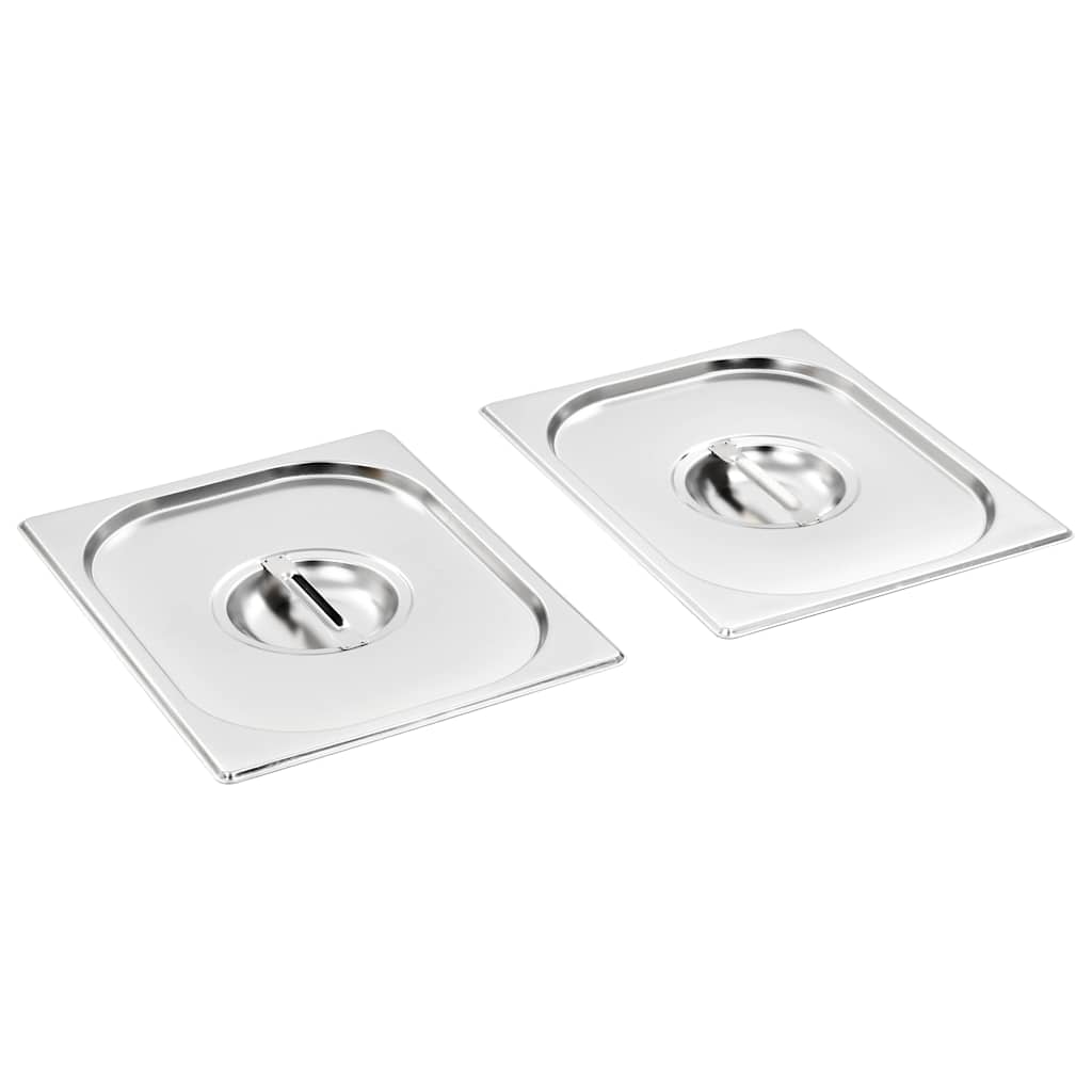 VidaXL Deckel, 2 Stück für GN 1/2 Schüsseln, Edelstahl