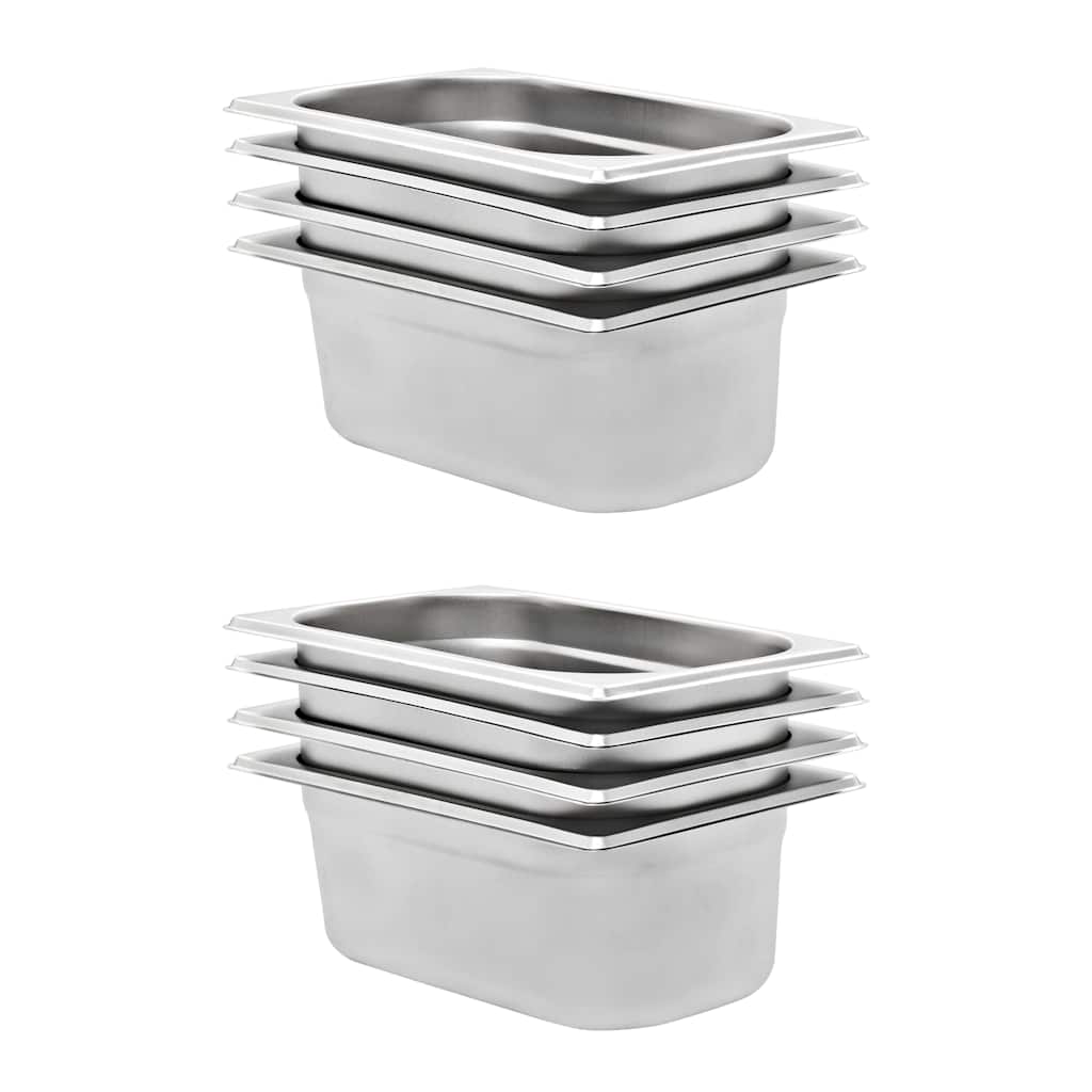 VidaXL Gastronorm-Behälter, 8 Stück, gn 1 4, 100 mm, Edelstahl