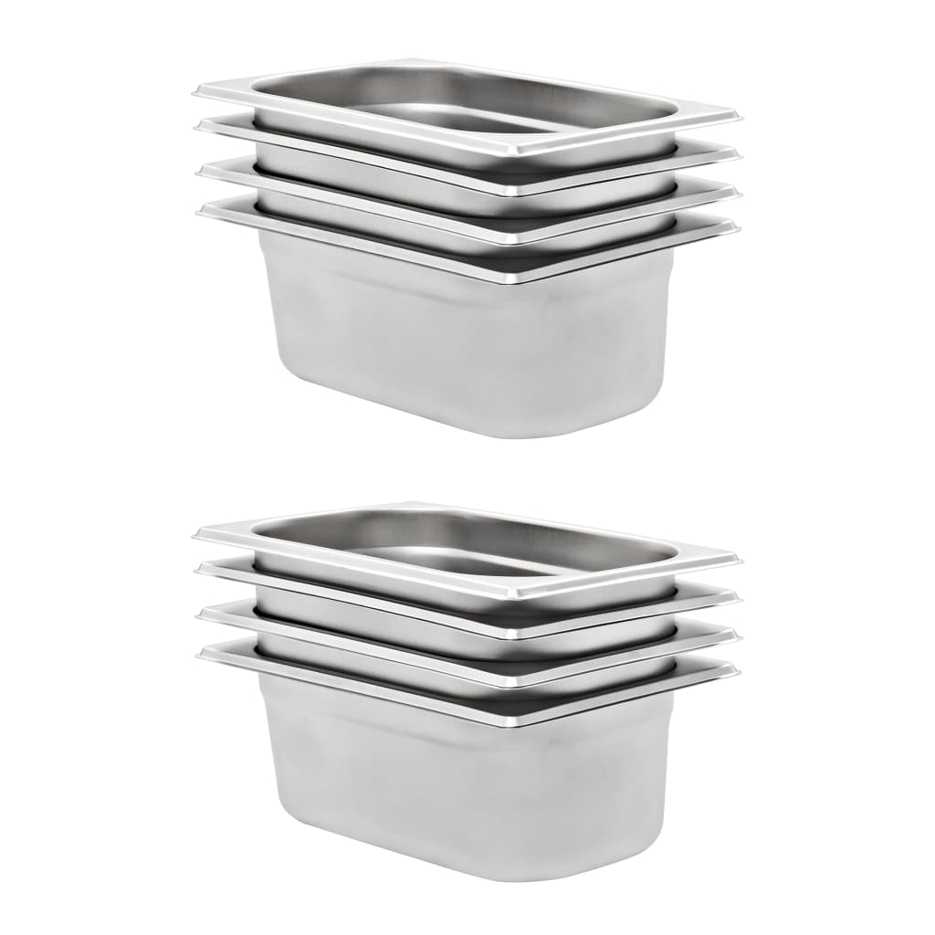 VidaXL Gastronorm-Behälter, 8 Stück, gn 1 4, 100 mm, Edelstahl