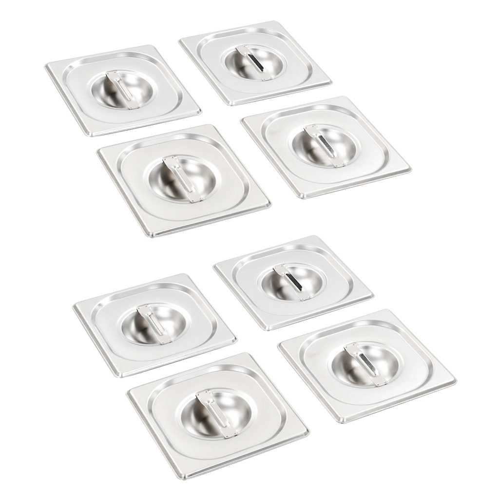 VidaXL Deckel, 8 Stück für GN 1 6 Schüsseln, Edelstahl