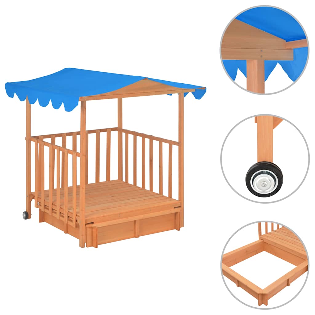 VidaXL Kinderspielhaus mit Sandkasten UV50 Kiefernholzblau