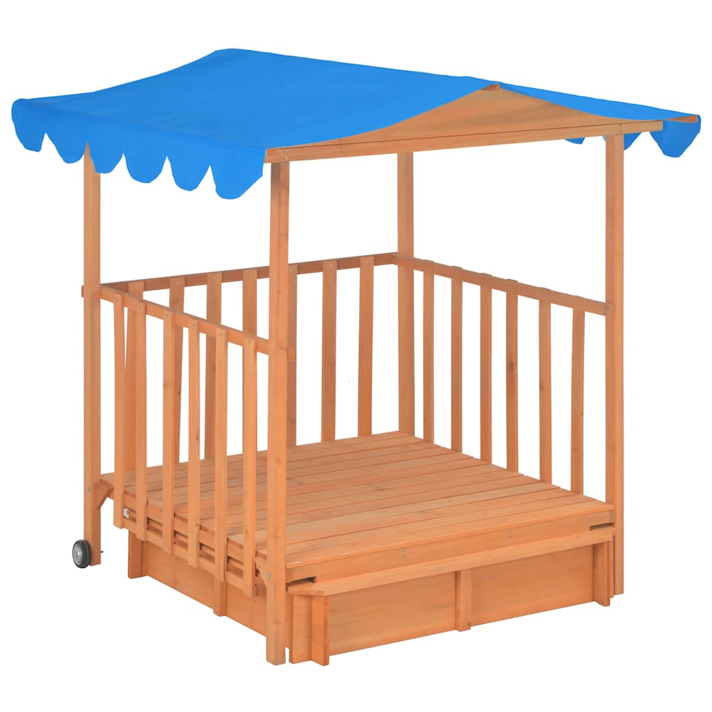 VidaXL Kinderspielhaus mit Sandkasten UV50 Kiefernholzblau