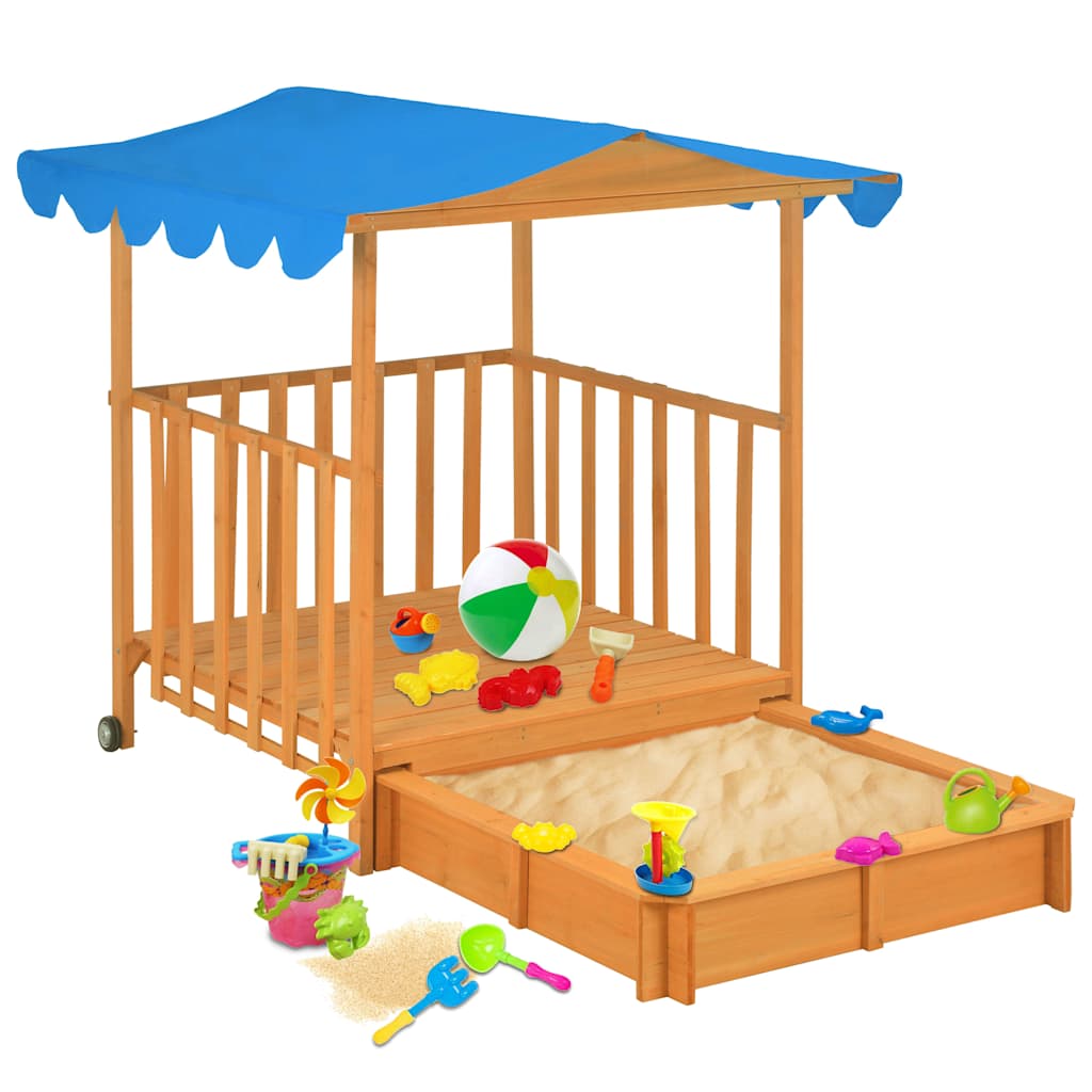 VidaXL Kinderspielhaus mit Sandkasten UV50 Kiefernholzblau