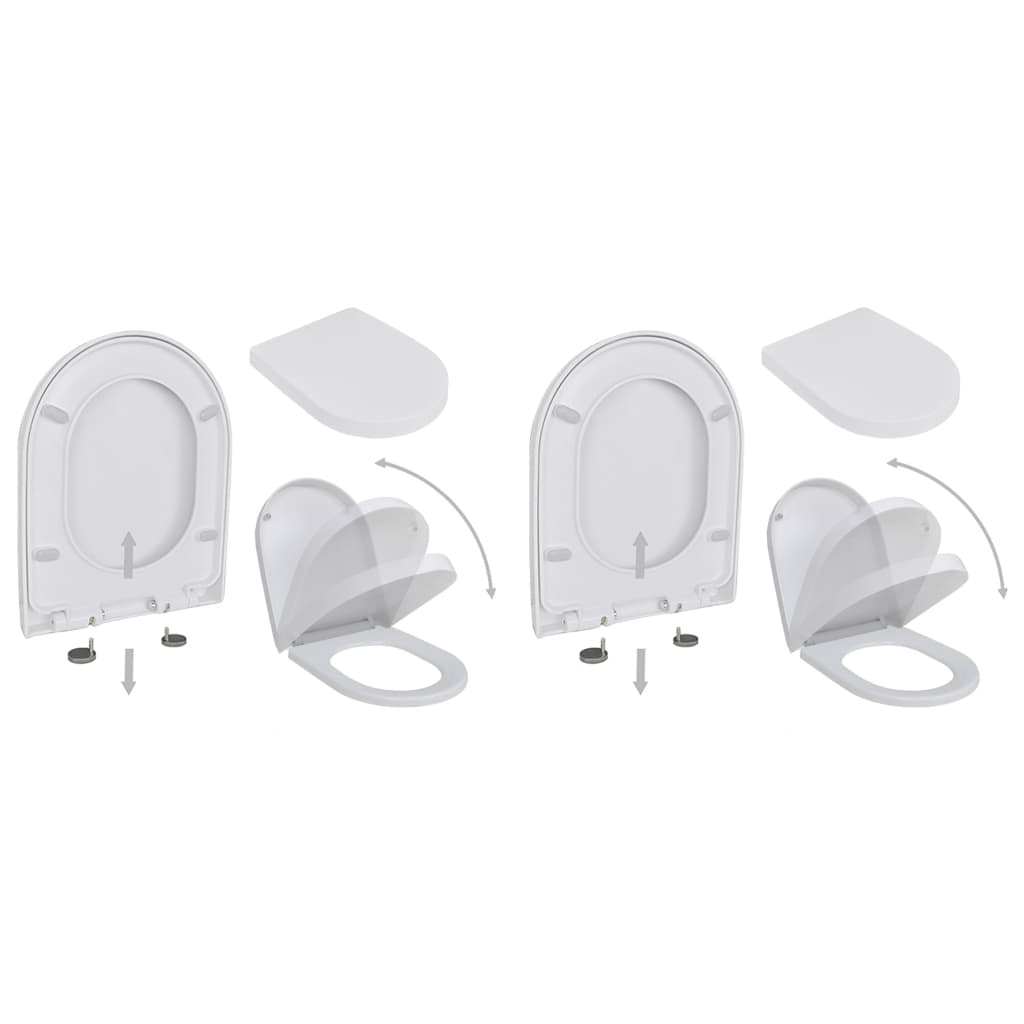 Vidaxl toiletbrillen met soft-close deksels 2 st kunststof wit