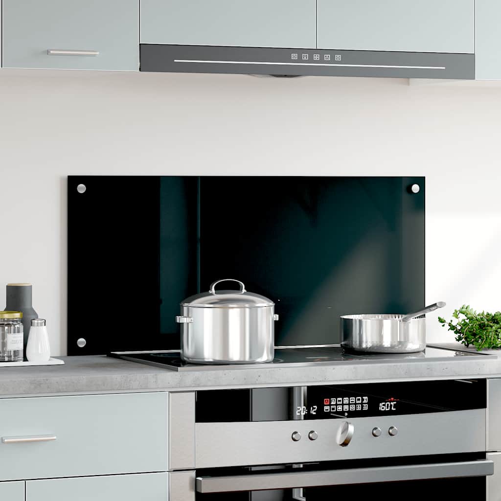 VIDAXL FRAGE SEMBLE KITCHE 90x40 cm gehärtetes schwarzes Glas