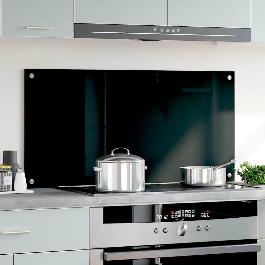 Vidaxl spatscherm keuken 100x50 cm gehard glas zwart