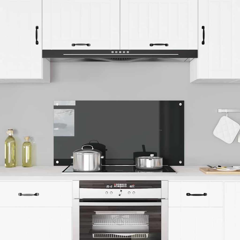 Vidaxl spatscherm keuken 100x50 cm gehard glas zwart