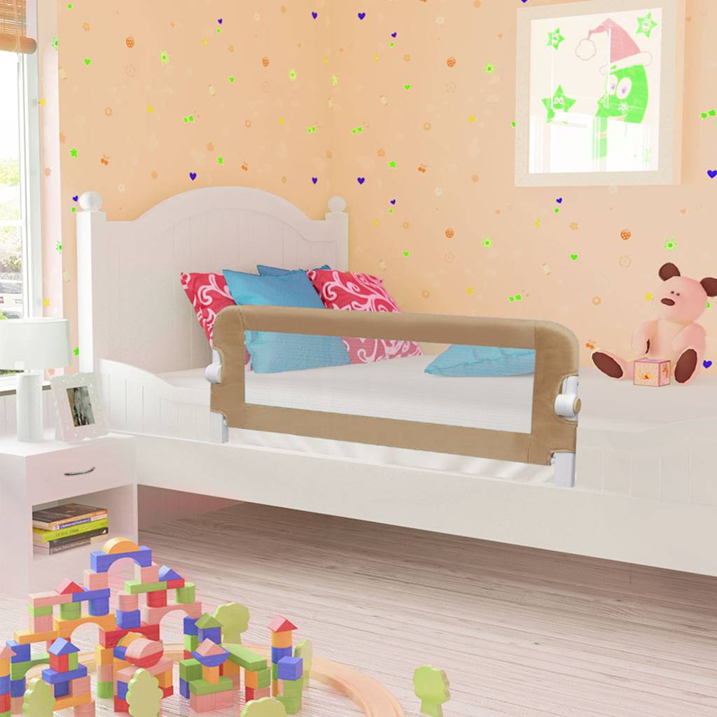VidaXL Bettgitter für Kleinkinder, 102 x 42 cm, Polyester, taupe