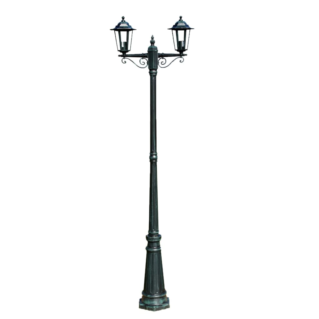 Vidaxxl Gartenlaterne Preston, 2-armig, 215 cm, dunkelgrün
