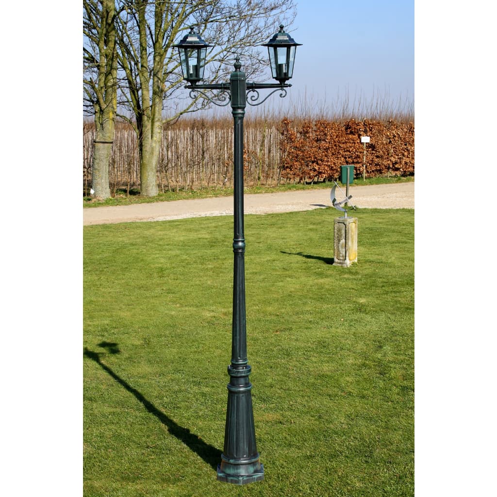 Vidaxxl Gartenlaterne Preston, 2-armig, 215 cm, dunkelgrün