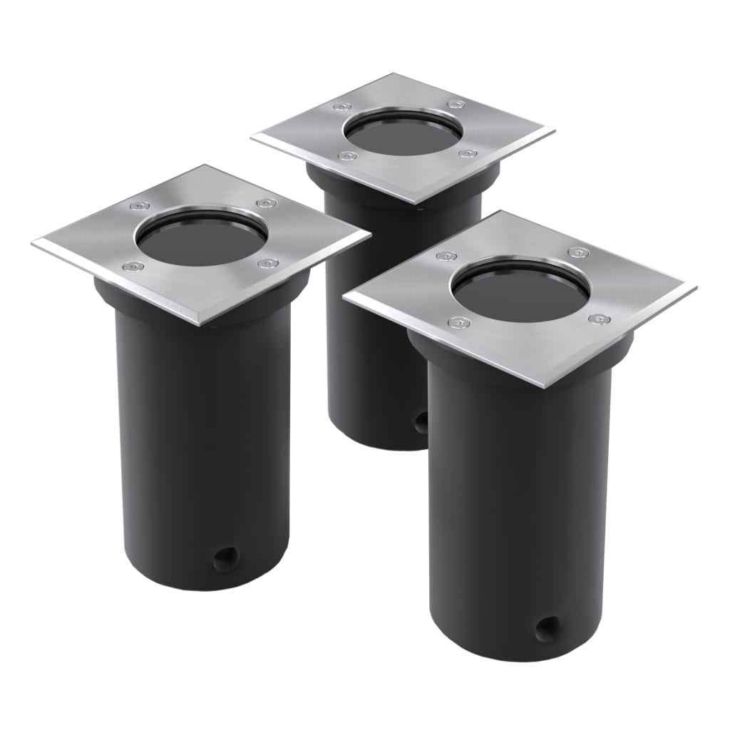 VidaXL Outdoor-Bodenstrahler, 3er-Pack, quadratisch
