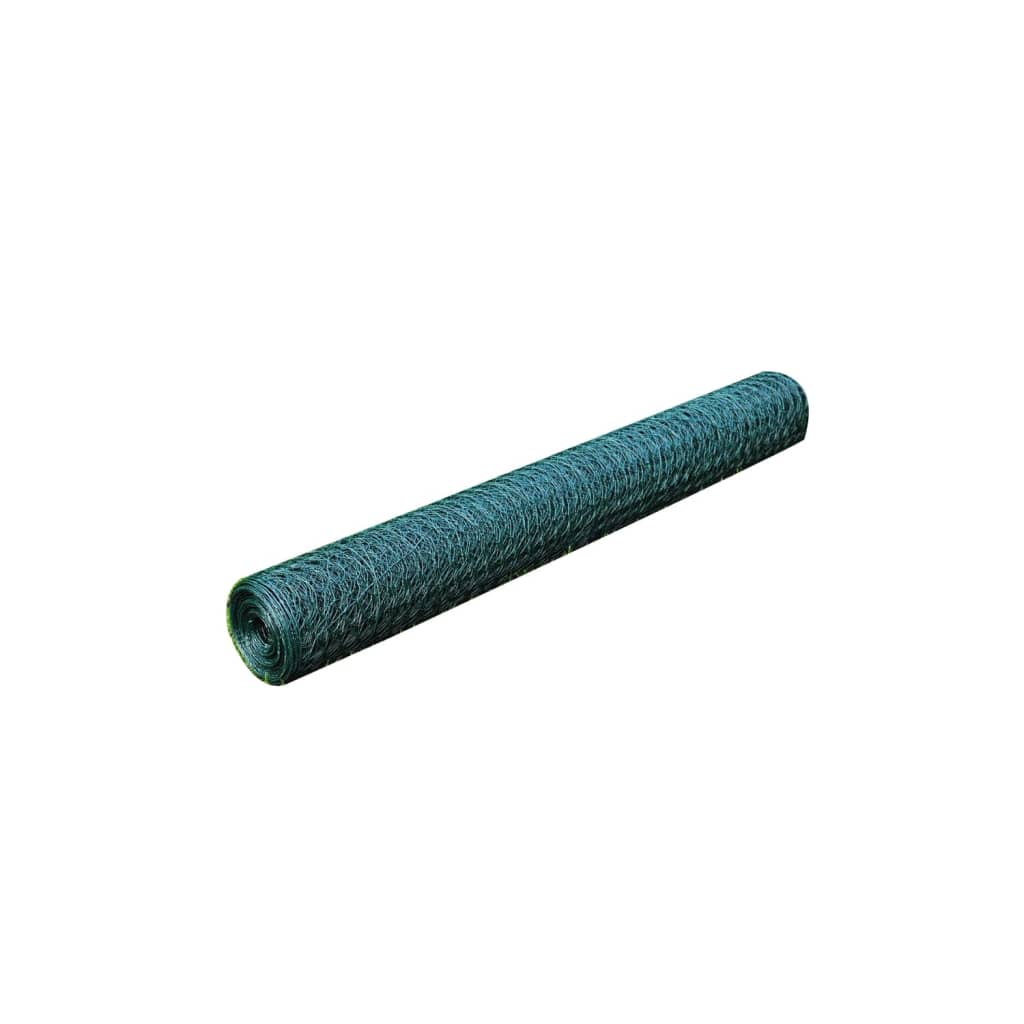 VidaXL Sechseck-Drahtgitter 1x25 m Stahl Dunkelgrün