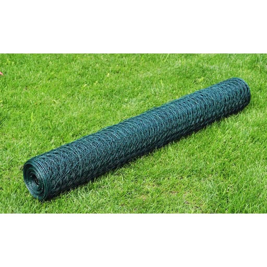 VidaXL Sechseck-Drahtgitter 1x25 m Stahl Dunkelgrün