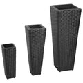 VidaXL Hochbeete, 3-teilig, Polyrattan, Schwarz