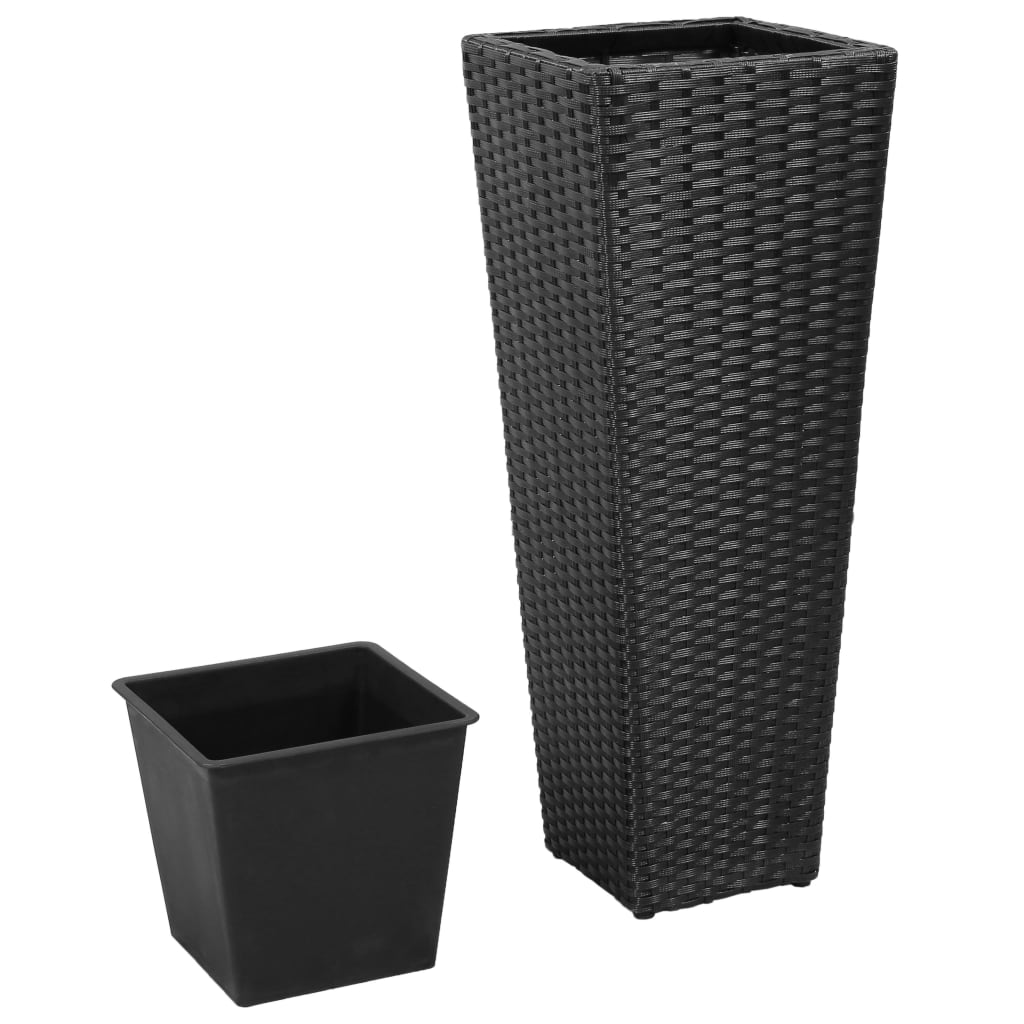 VidaXL Hochbeete, 3-teilig, Polyrattan, Schwarz