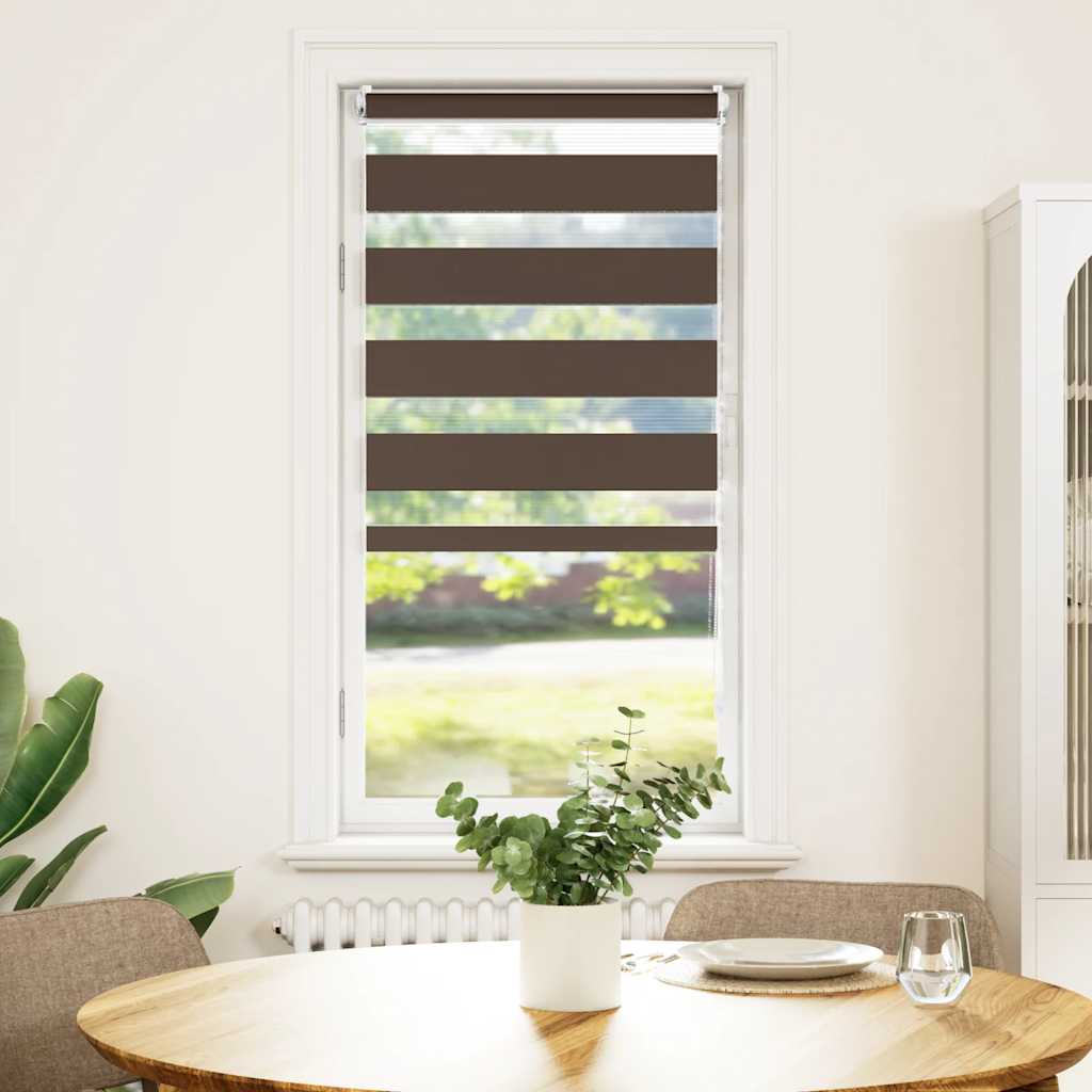 Vidaxl zebra rolgordijn 80,9 x 150 cm stofbreedte 76,7 cm koffiebruin