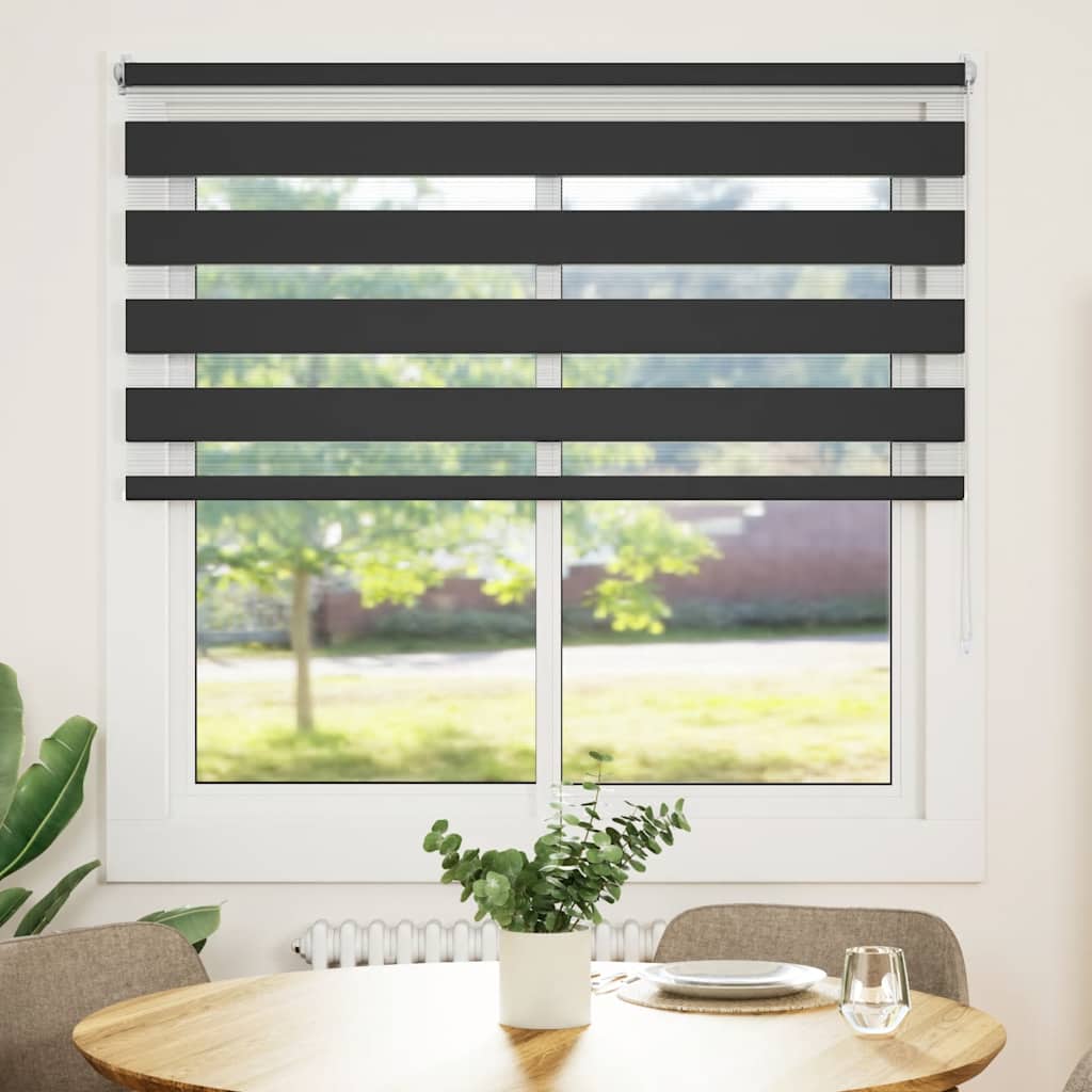 Vidaxl zebra rolgordijn 140,9 x 175 cm stofbreedte 136,7 cm zwart