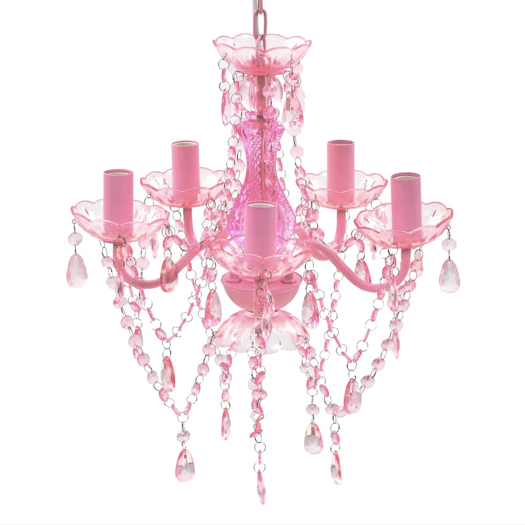VidaXL Kristallleuchte mit 5 Glühbirnen, rosa