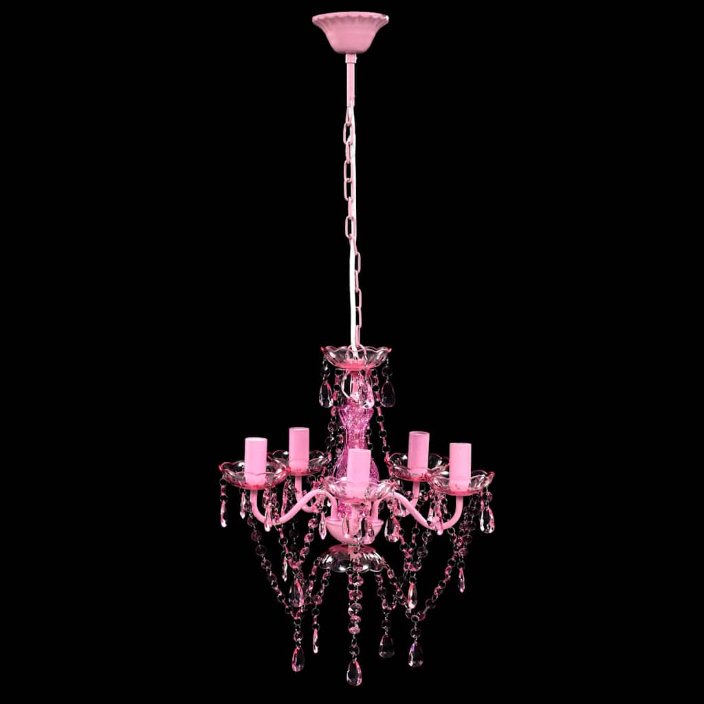 VidaXL Kristallleuchte mit 5 Glühbirnen, rosa