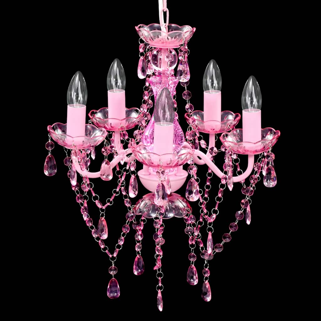 VidaXL Kristallleuchte mit 5 Glühbirnen, rosa