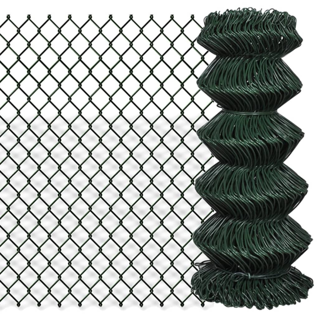 Vidaxx Maschendrahtzaun 0,8 x 25 m Stahlgrün