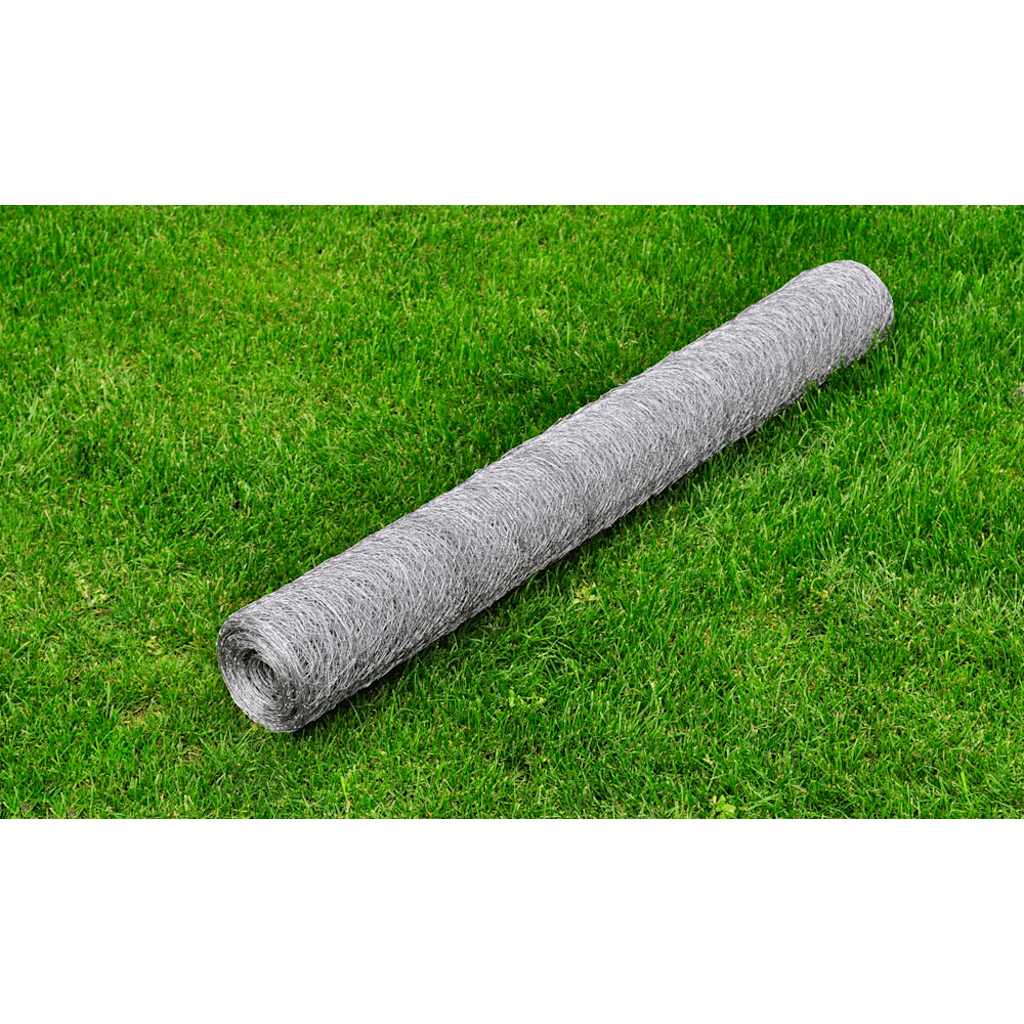 VidaXL Hühnerdraht 25x0,75 m, verzinkter Stahl, silberfarben