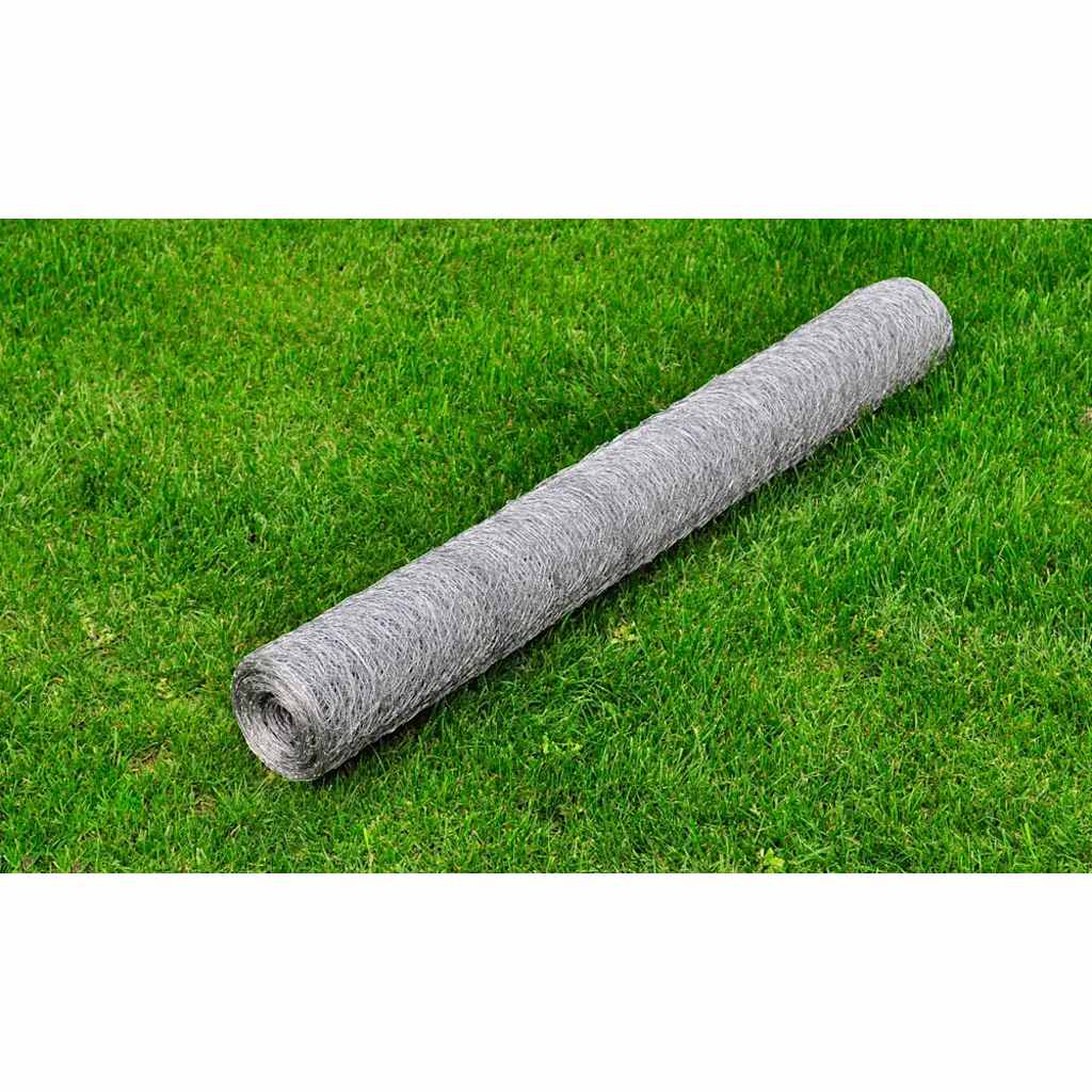 VidaXL Hühnerdraht 25x0,75 m, verzinkter Stahl, silberfarben