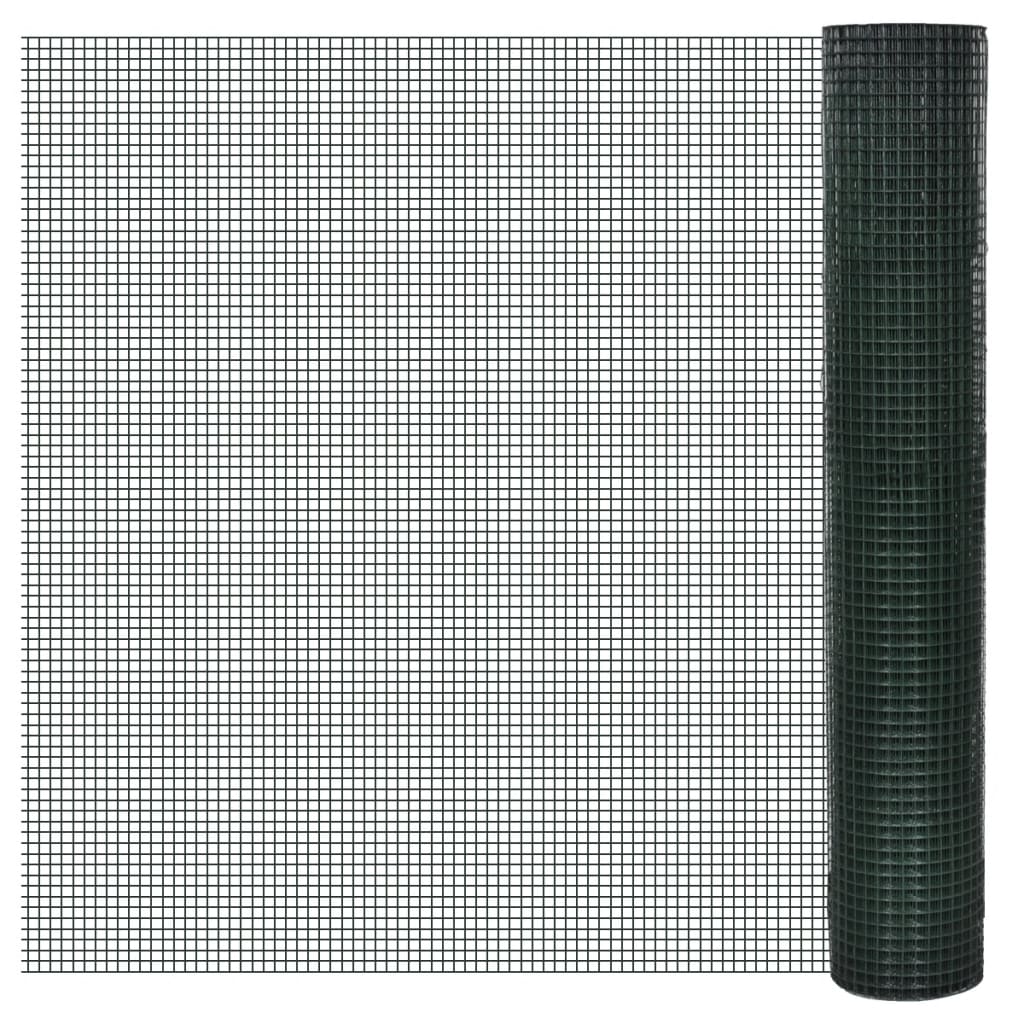 VidaXL Hühnerdraht 10x1 m, verzinkter Stahl mit PVC-Beschichtung, Grün