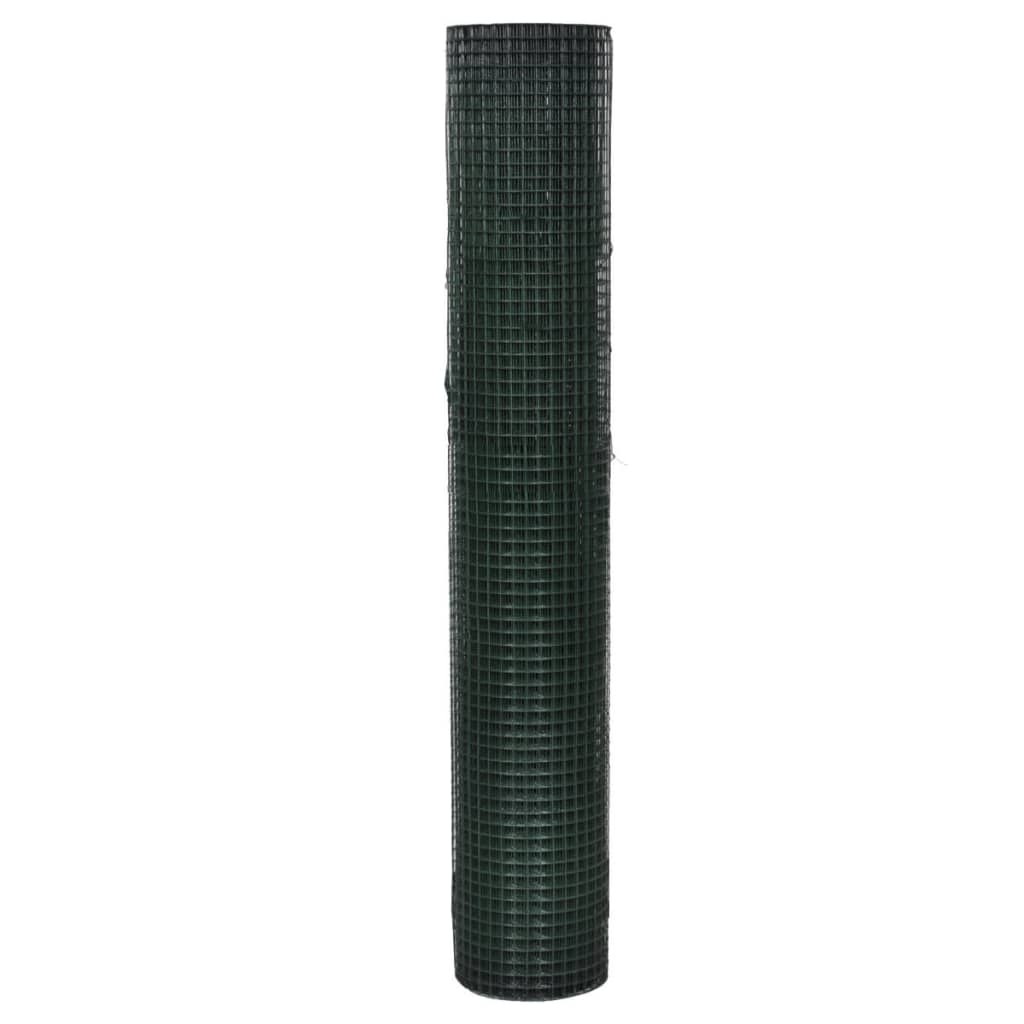 VidaXL Hühnerdraht 10x1 m, verzinkter Stahl mit PVC-Beschichtung, Grün